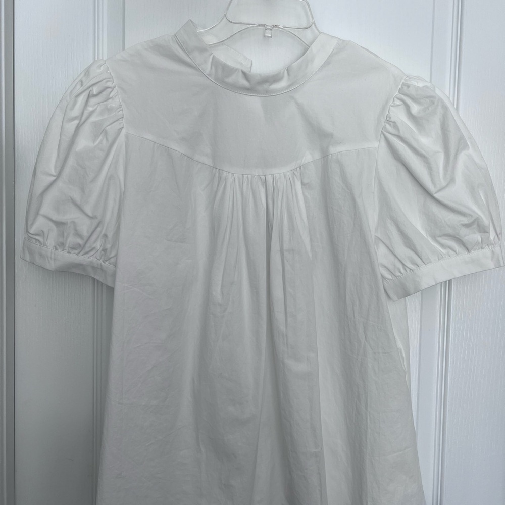 Elegant White Puff Sleeve Blouse M